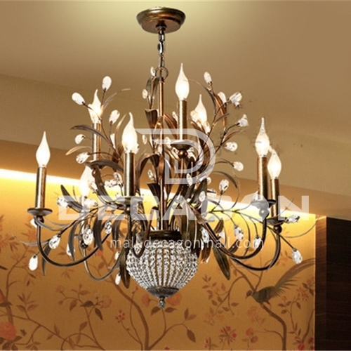 American chandelier creative lamps personality iron art living room lamp dining room lamp country retro crystal lamp-WX-D9079
